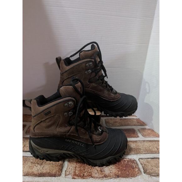 Merrell Isotherm 8 Waterproof Winter Boots Mens 7 Brown Leather 400g Primaloft